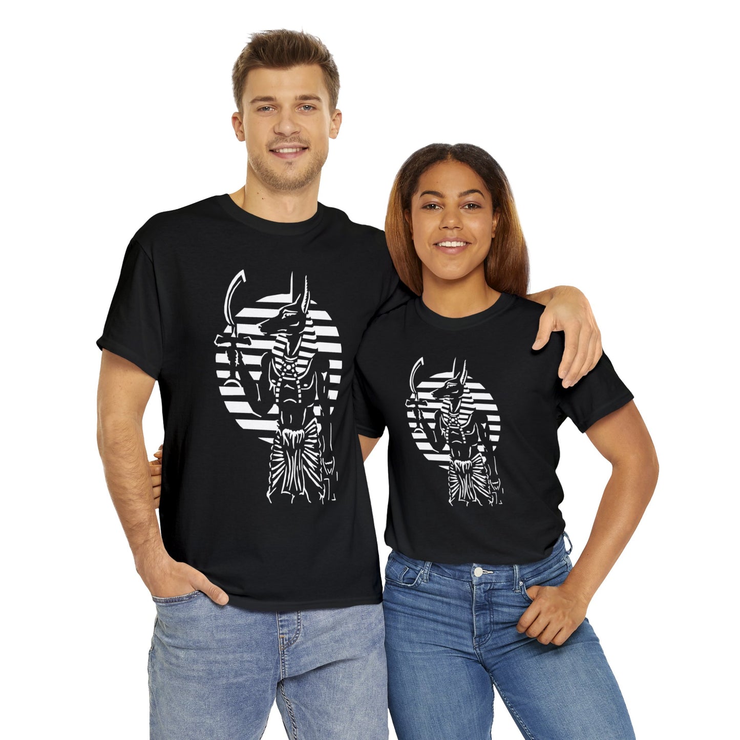 Anubis - Guardian -White Design on Unisex Heavy Cotton Tee