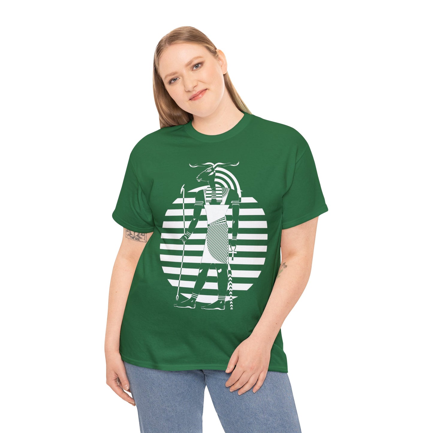 Khnum -White Design on Unisex Heavy Cotton Tee