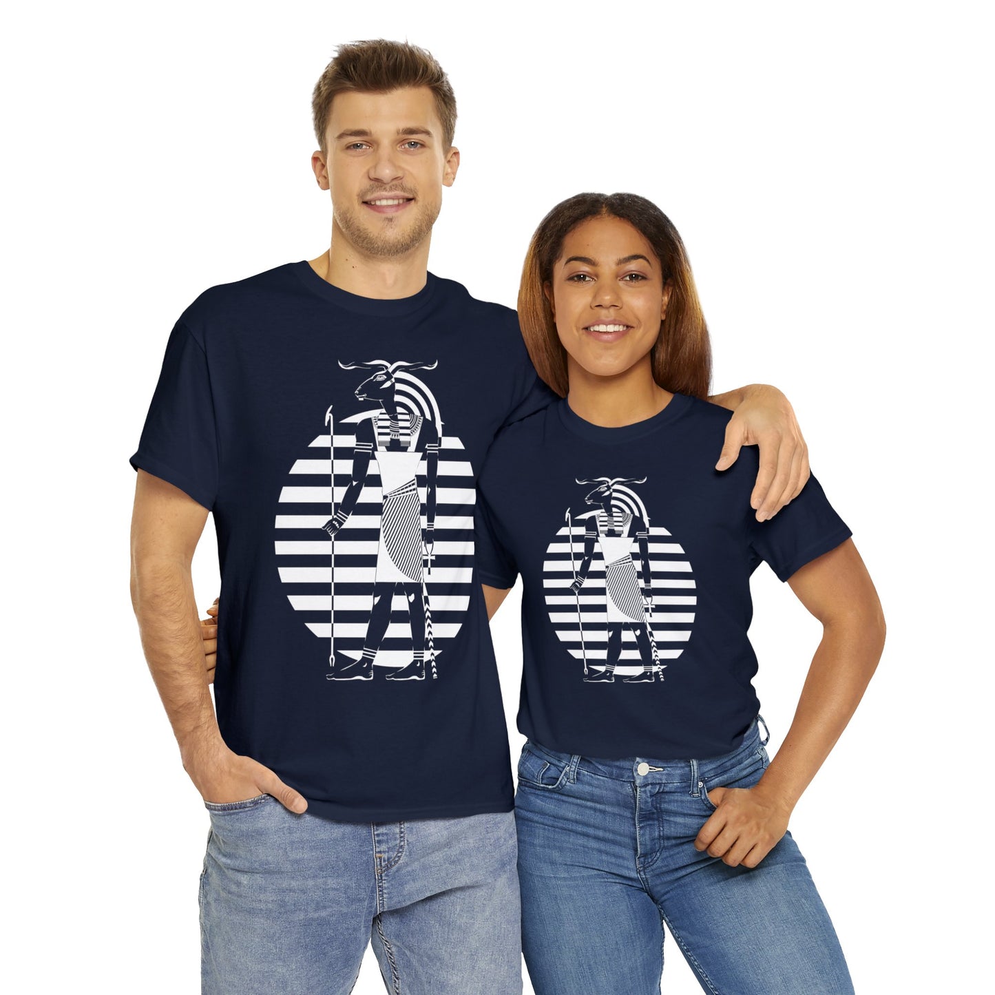 Khnum -White Design on Unisex Heavy Cotton Tee