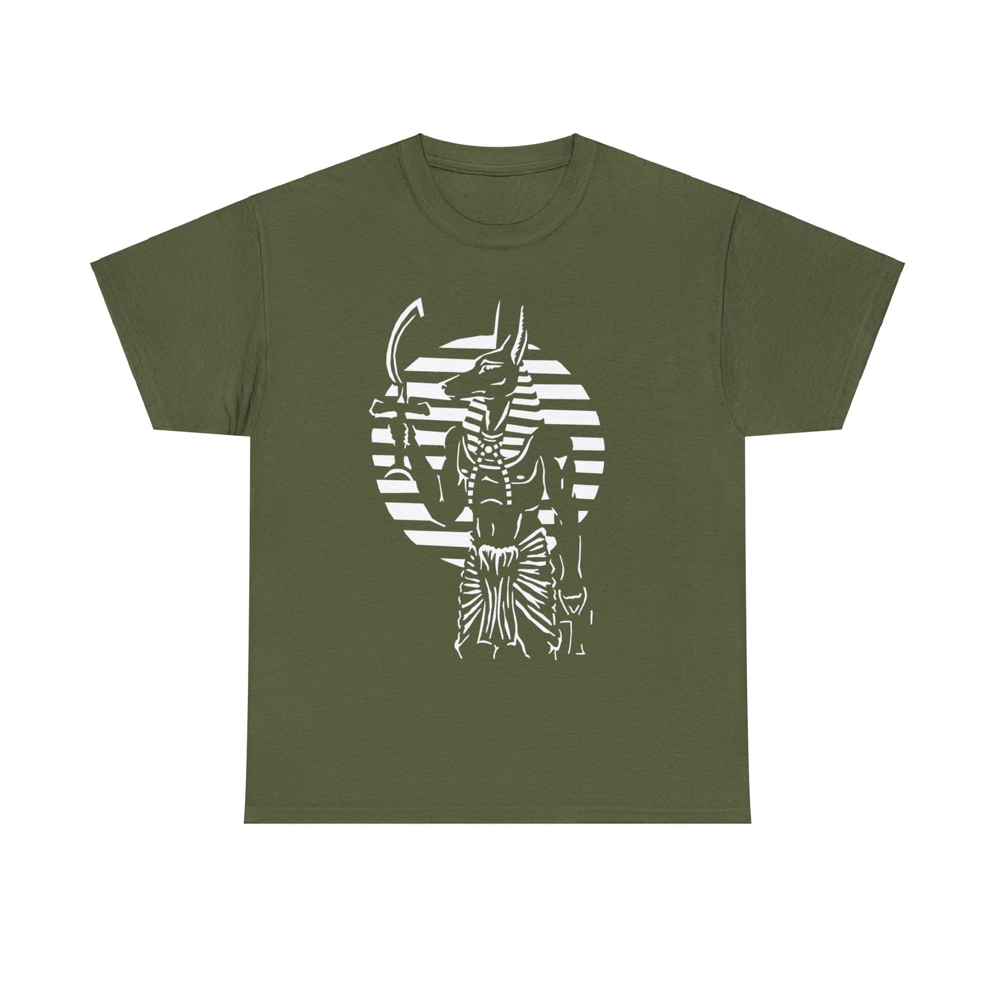 Anubis - Guardian -White Design on Unisex Heavy Cotton Tee