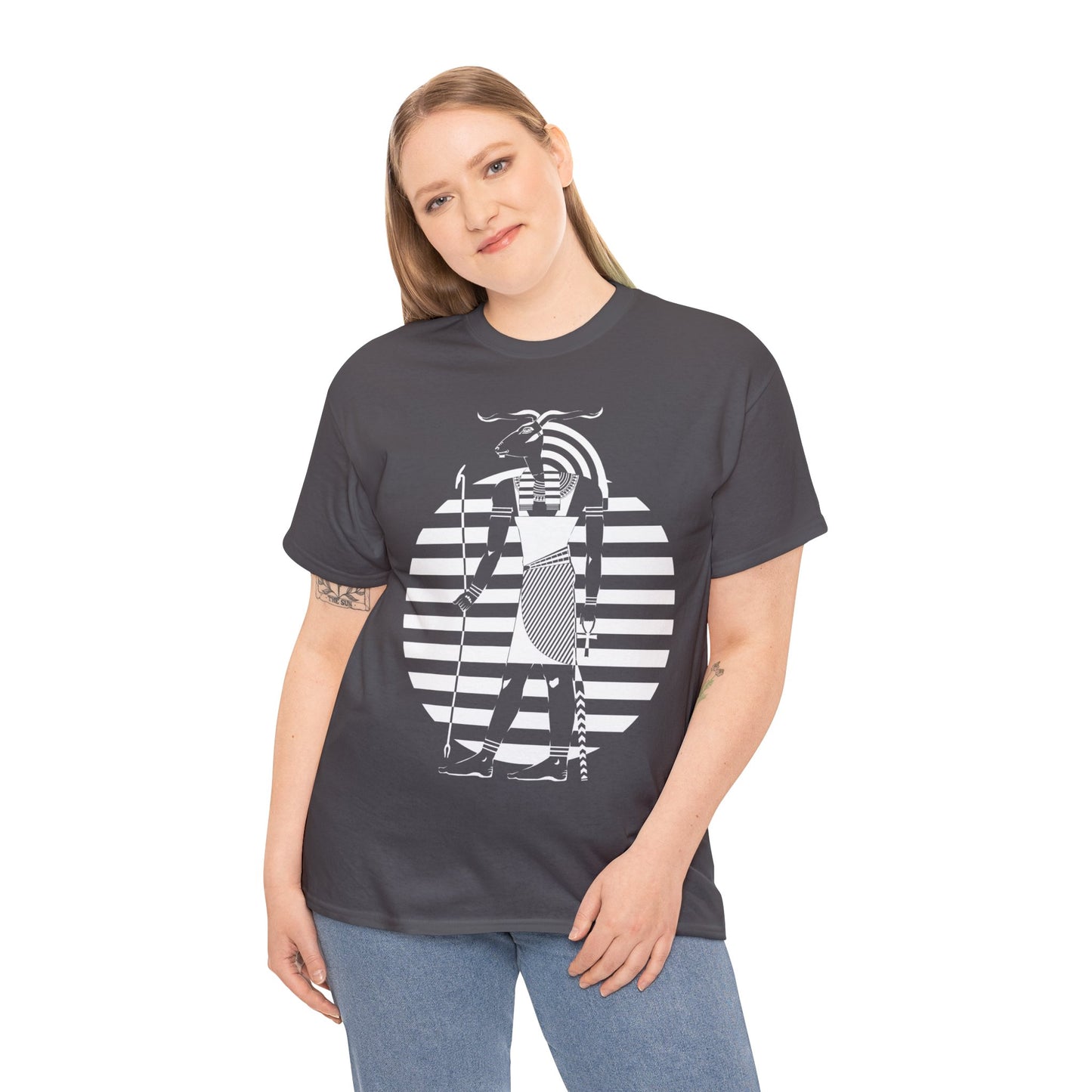 Khnum -White Design on Unisex Heavy Cotton Tee