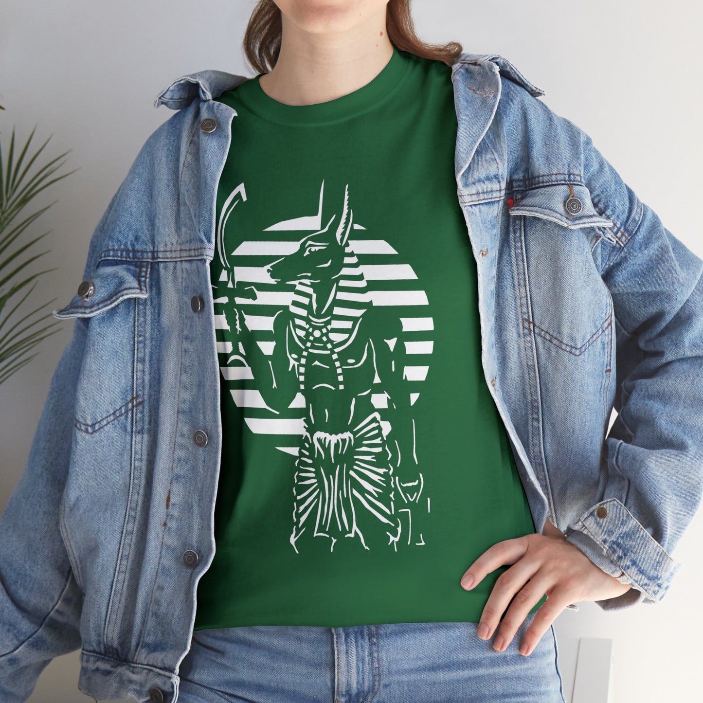 Anubis - Guardian -White Design on Unisex Heavy Cotton Tee