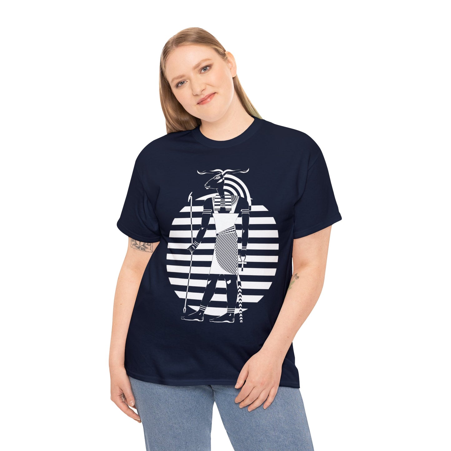 Khnum -White Design on Unisex Heavy Cotton Tee