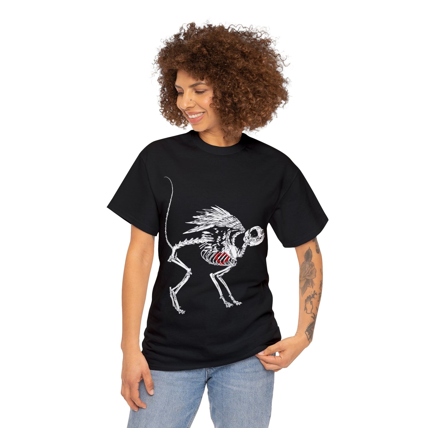 Valentine Dead Kitty Loves You -White Design on Unisex Heavy Cotton Tee