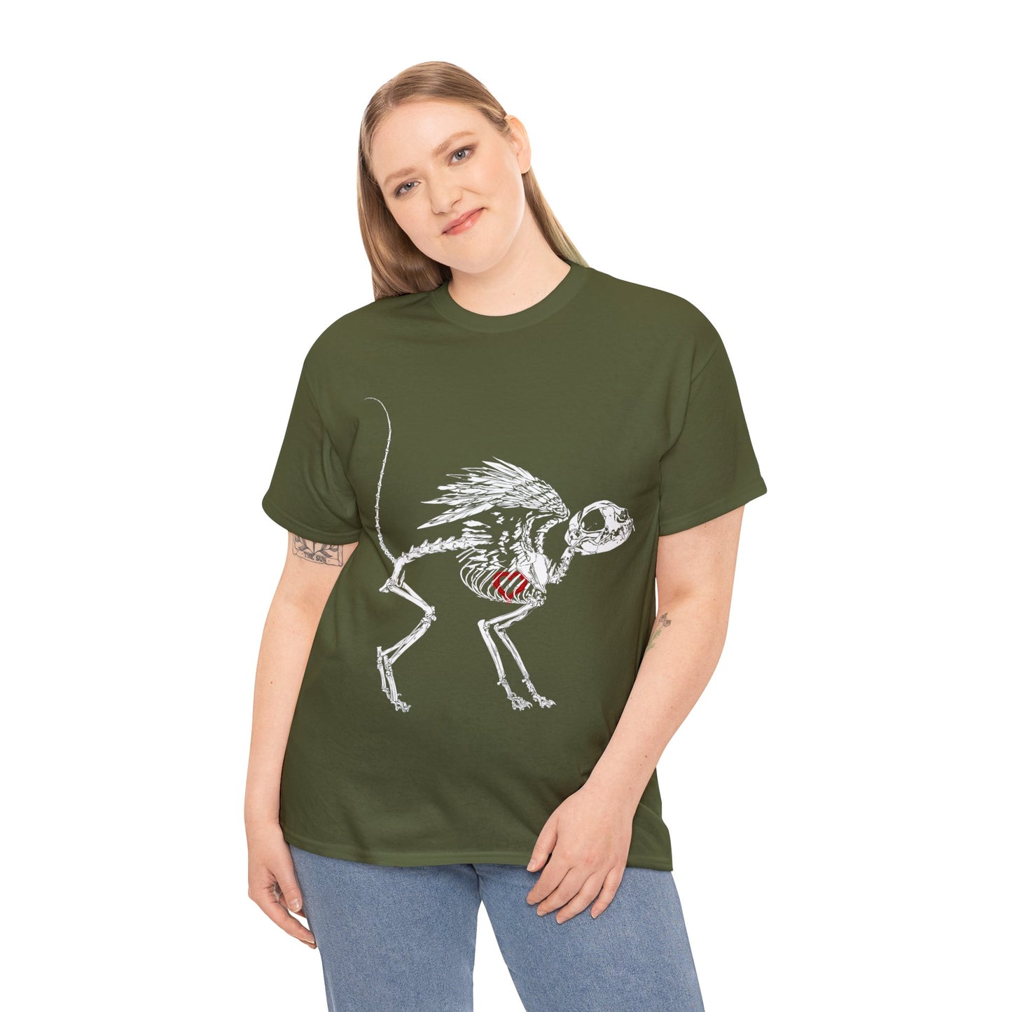 Valentine Dead Kitty Loves You -White Design on Unisex Heavy Cotton Tee
