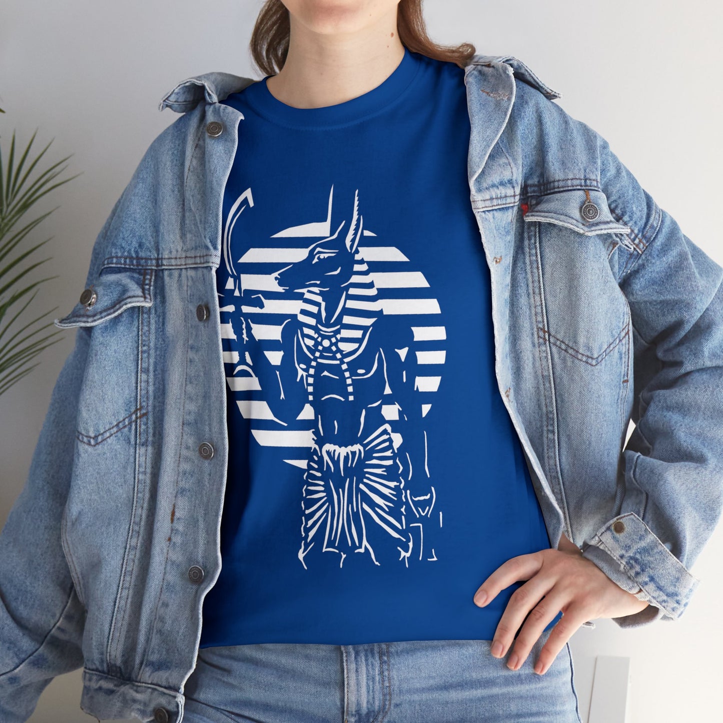 Anubis - Guardian -White Design on Unisex Heavy Cotton Tee