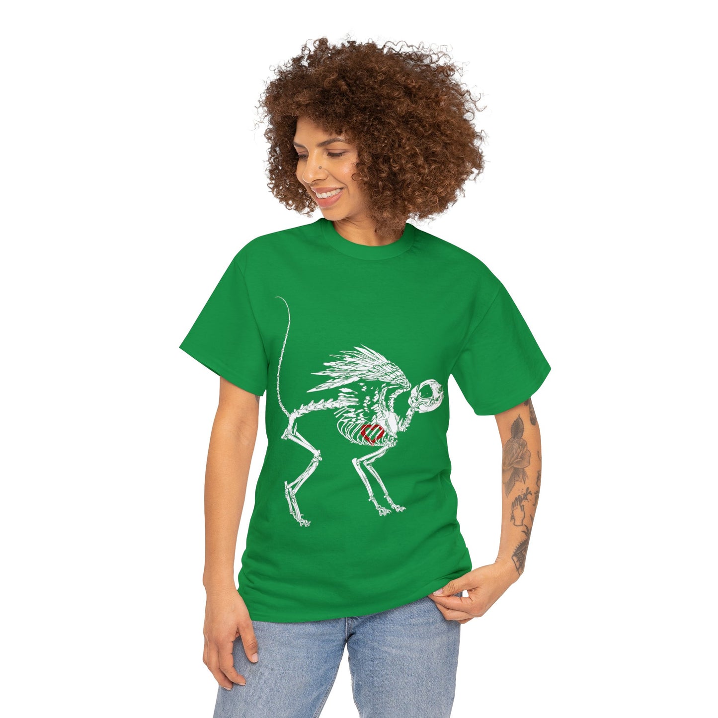 Valentine Dead Kitty Loves You -White Design on Unisex Heavy Cotton Tee