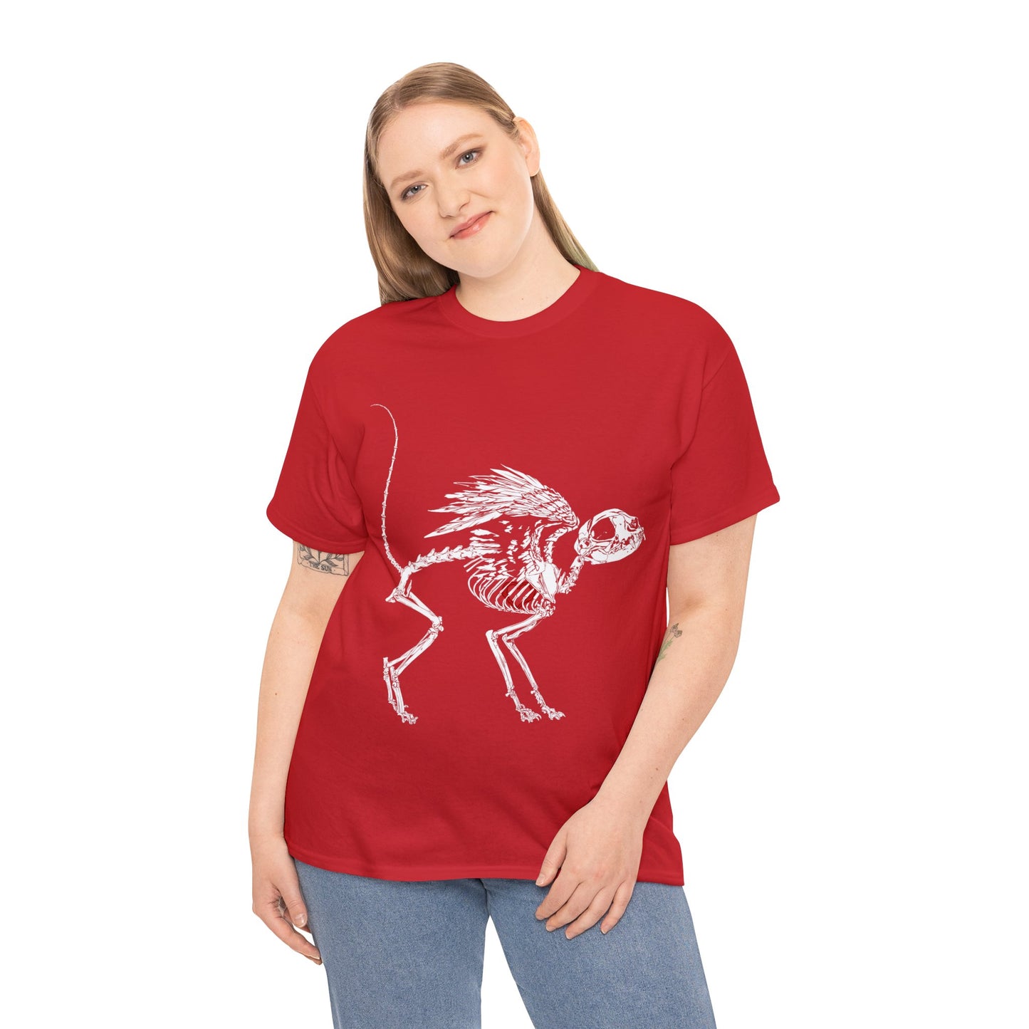 Valentine Dead Kitty Loves You -White Design on Unisex Heavy Cotton Tee