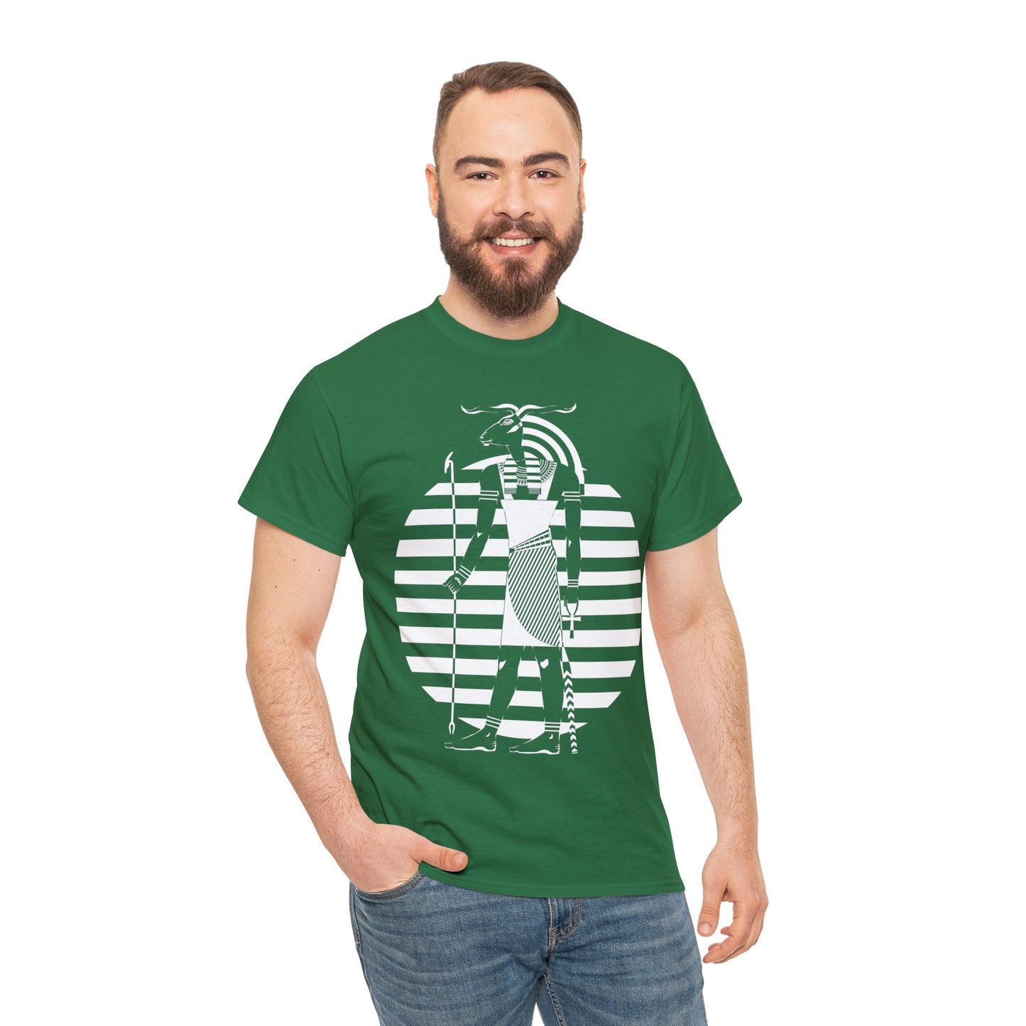 Khnum -White Design on Unisex Heavy Cotton Tee