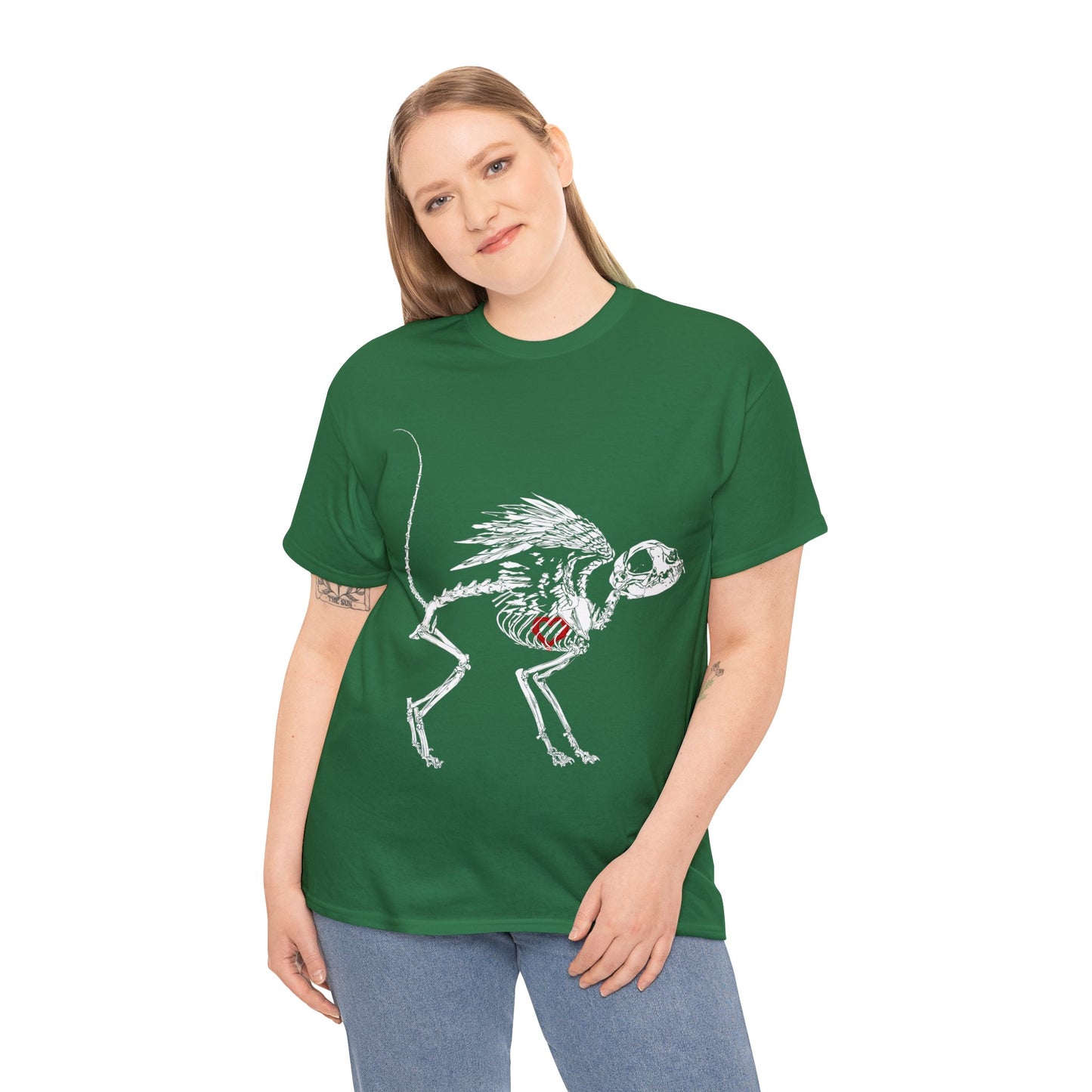 Valentine Dead Kitty Loves You -White Design on Unisex Heavy Cotton Tee