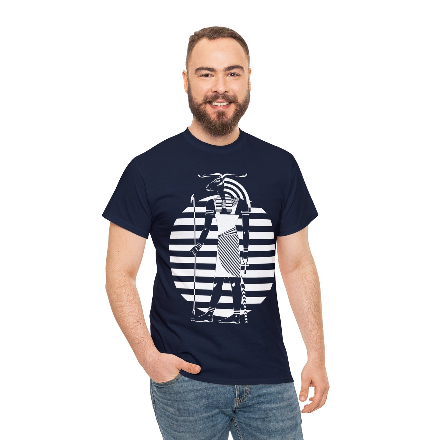Khnum -White Design on Unisex Heavy Cotton Tee