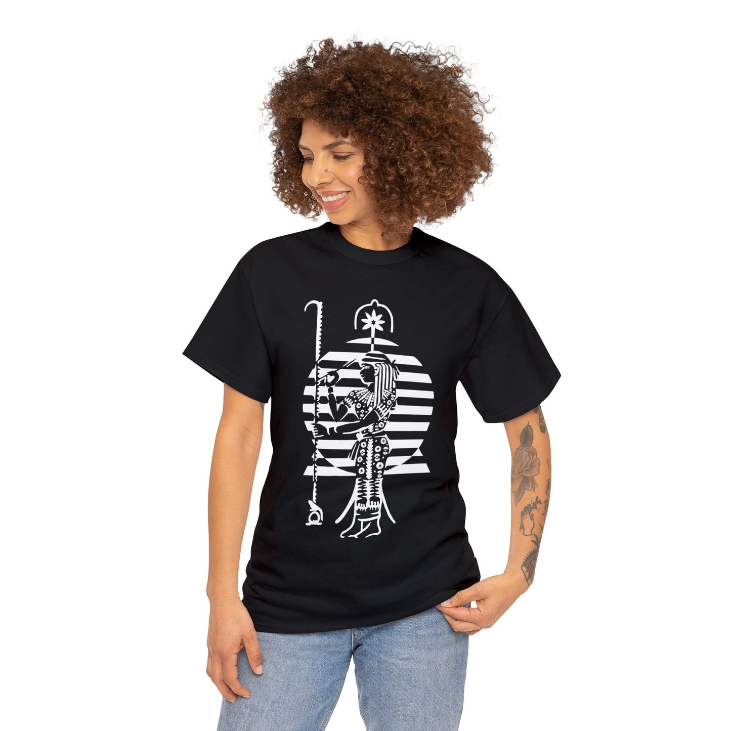 Seshat -White Design on Unisex Heavy Cotton Tee