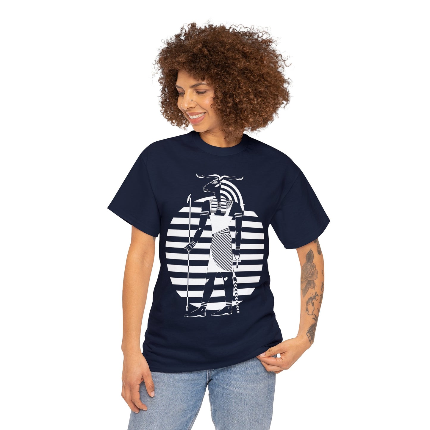 Khnum -White Design on Unisex Heavy Cotton Tee