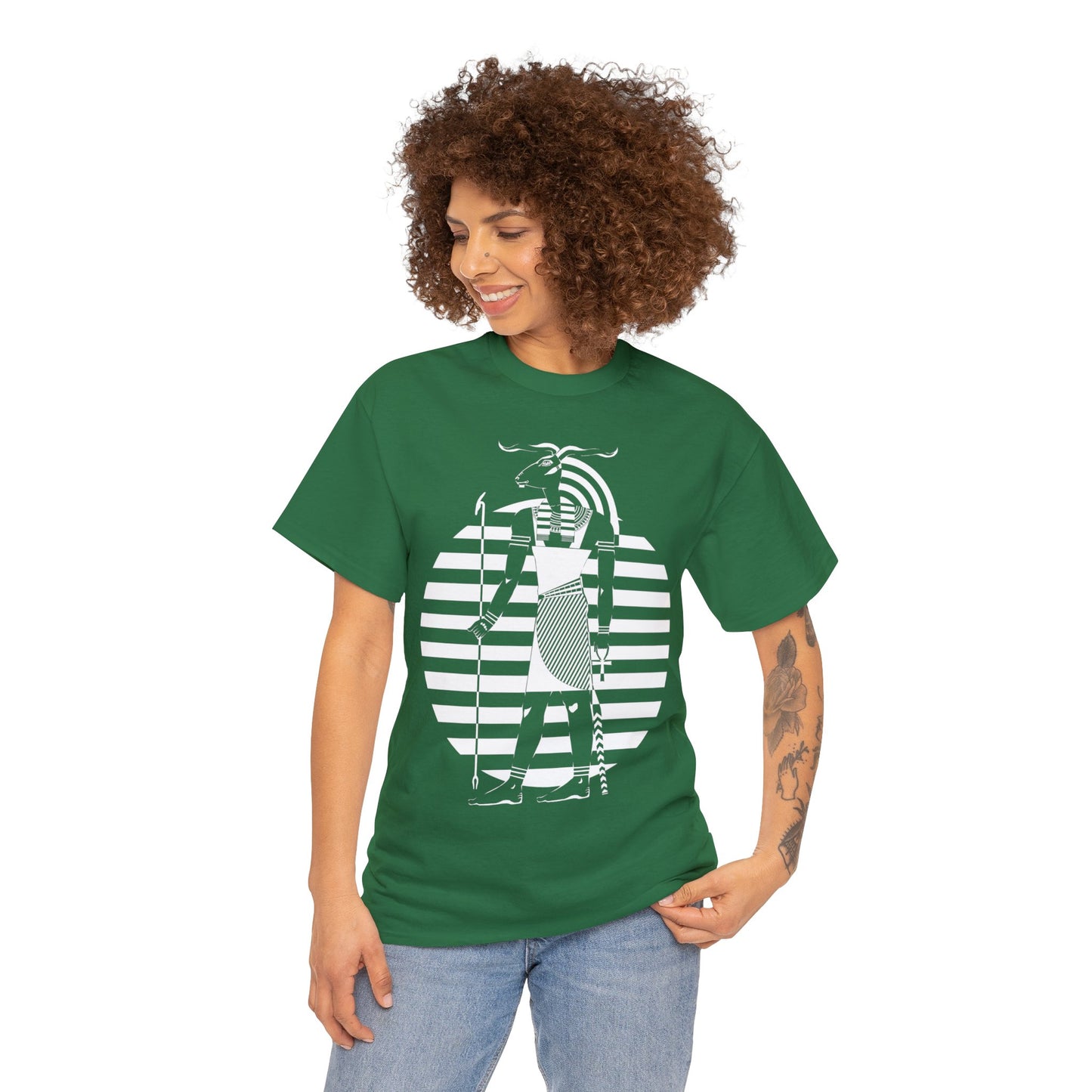 Khnum -White Design on Unisex Heavy Cotton Tee