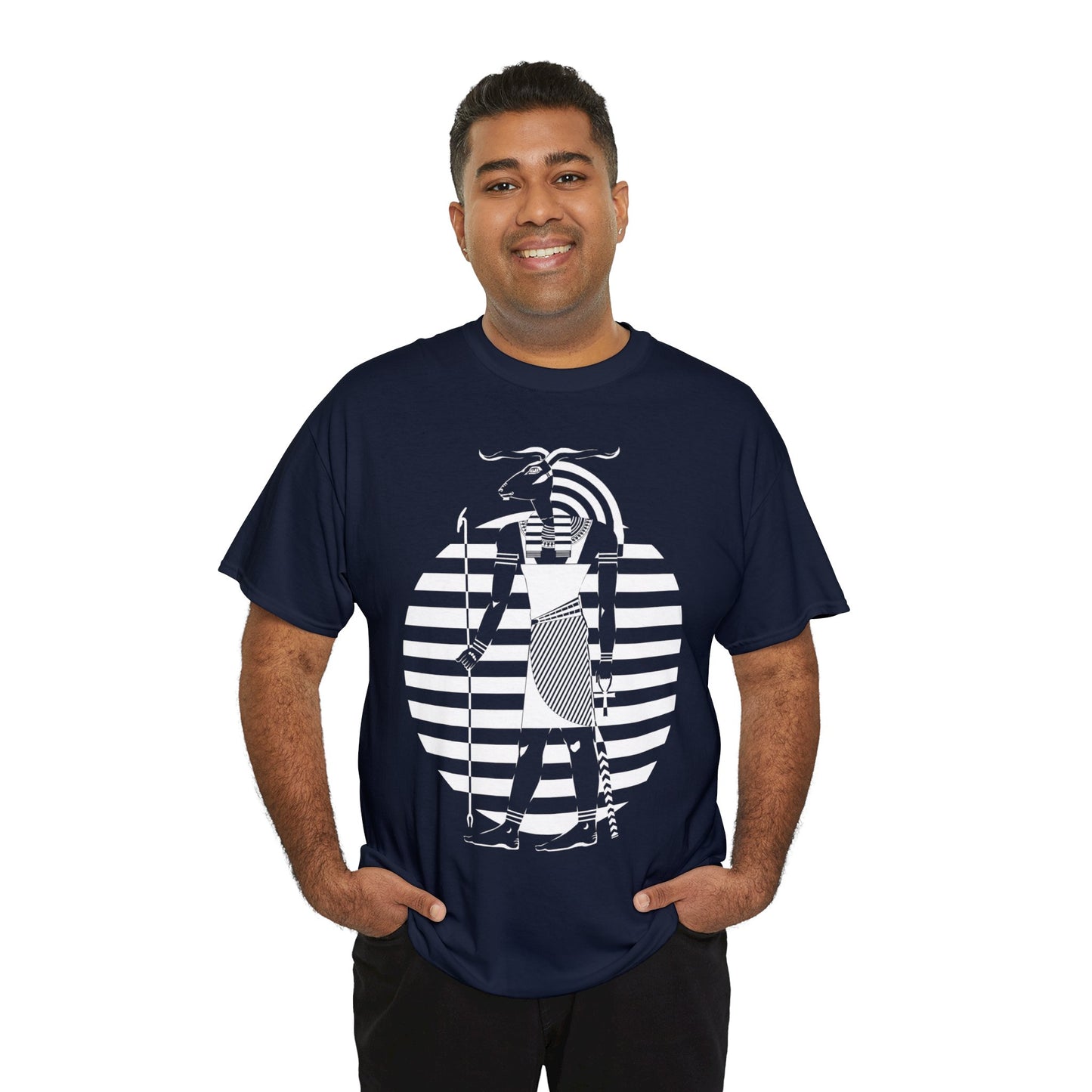 Khnum -White Design on Unisex Heavy Cotton Tee