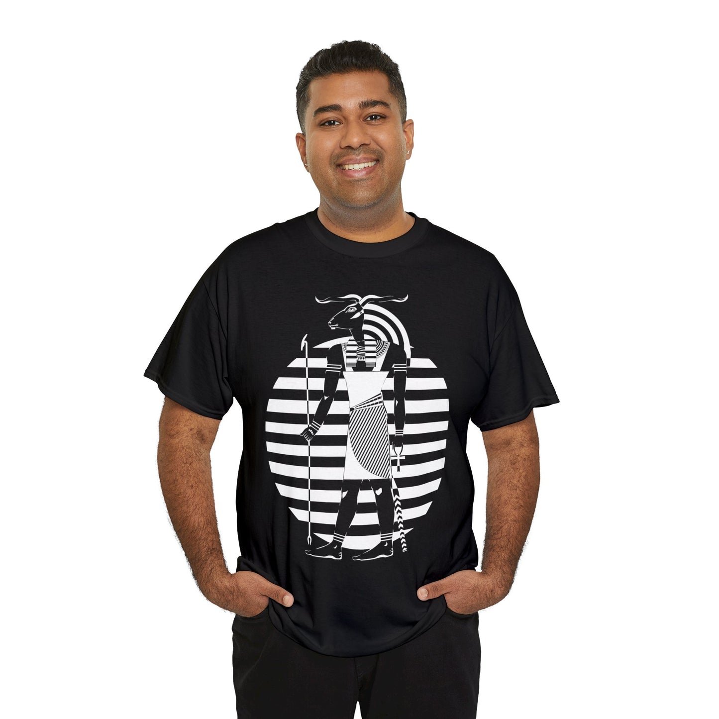 Khnum -White Design on Unisex Heavy Cotton Tee