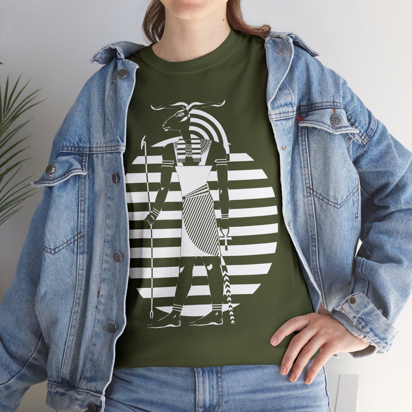Khnum -White Design on Unisex Heavy Cotton Tee