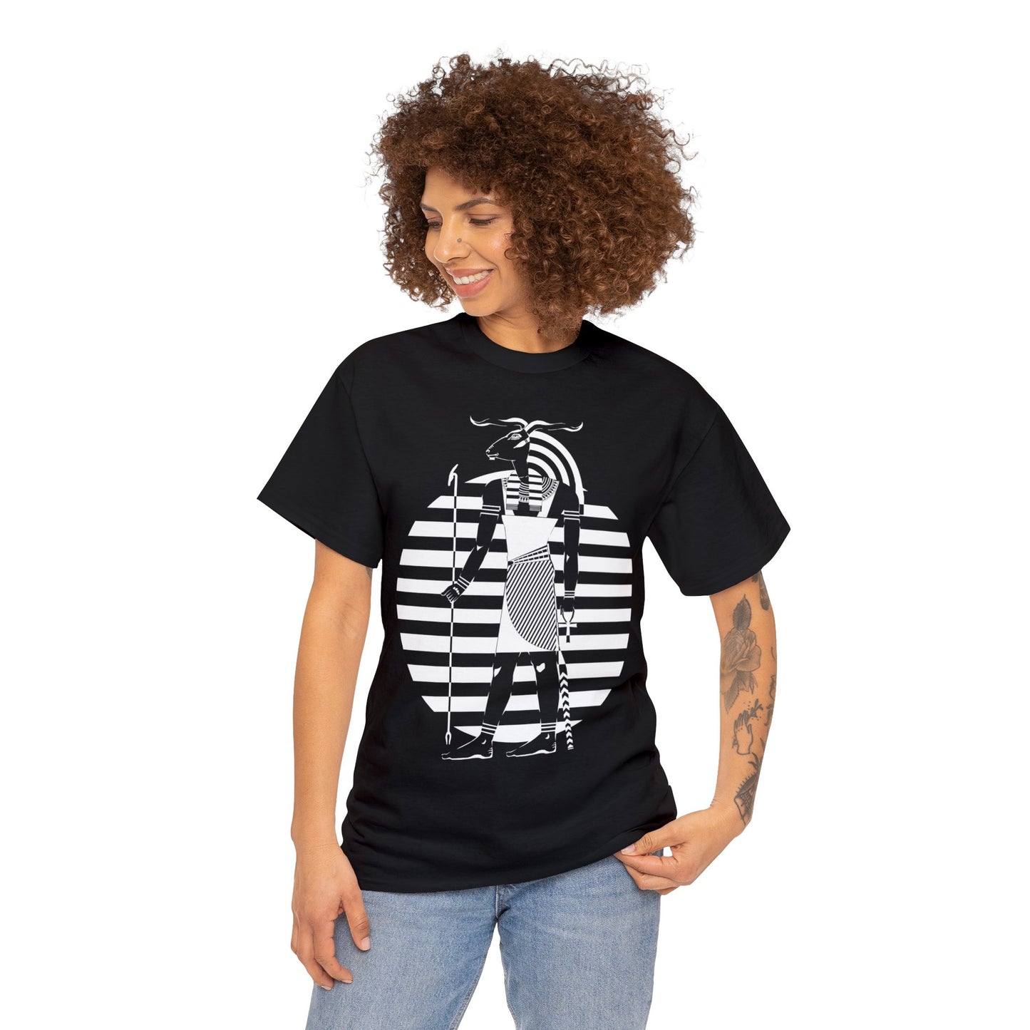 Khnum -White Design on Unisex Heavy Cotton Tee