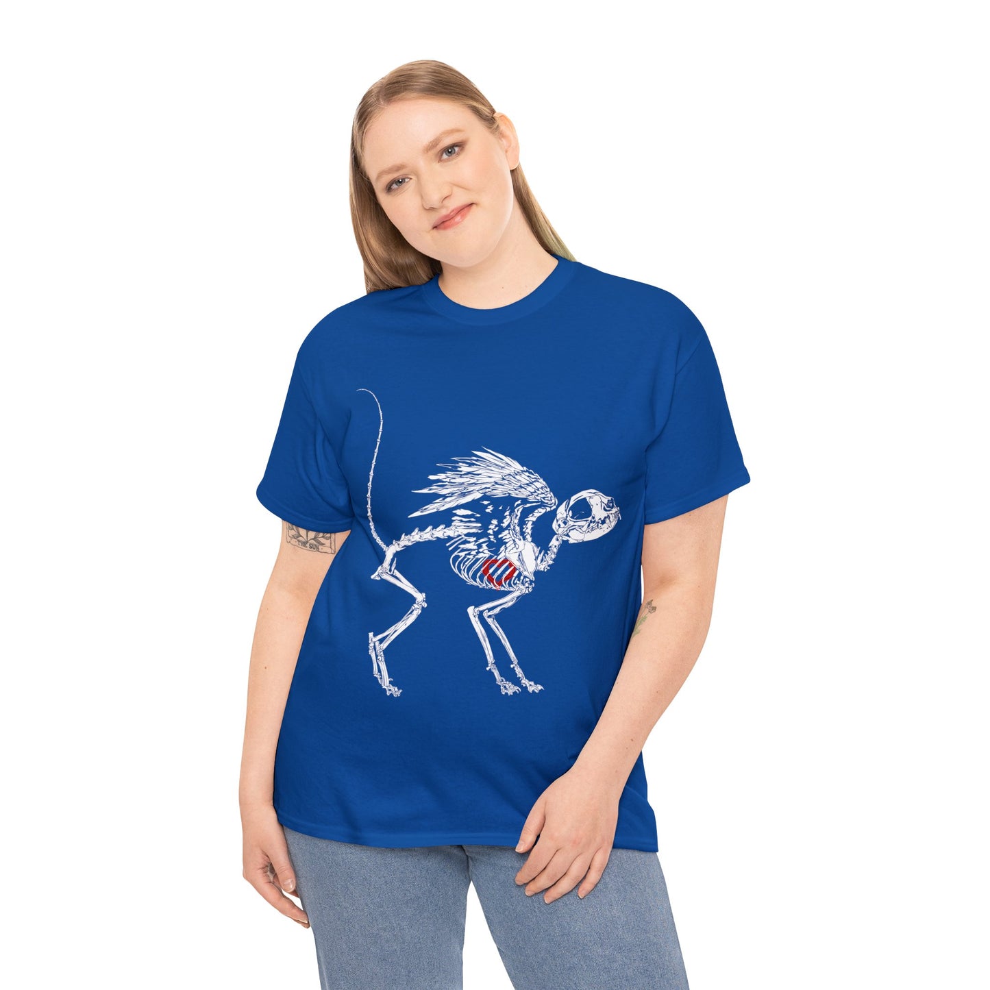 Valentine Dead Kitty Loves You -White Design on Unisex Heavy Cotton Tee