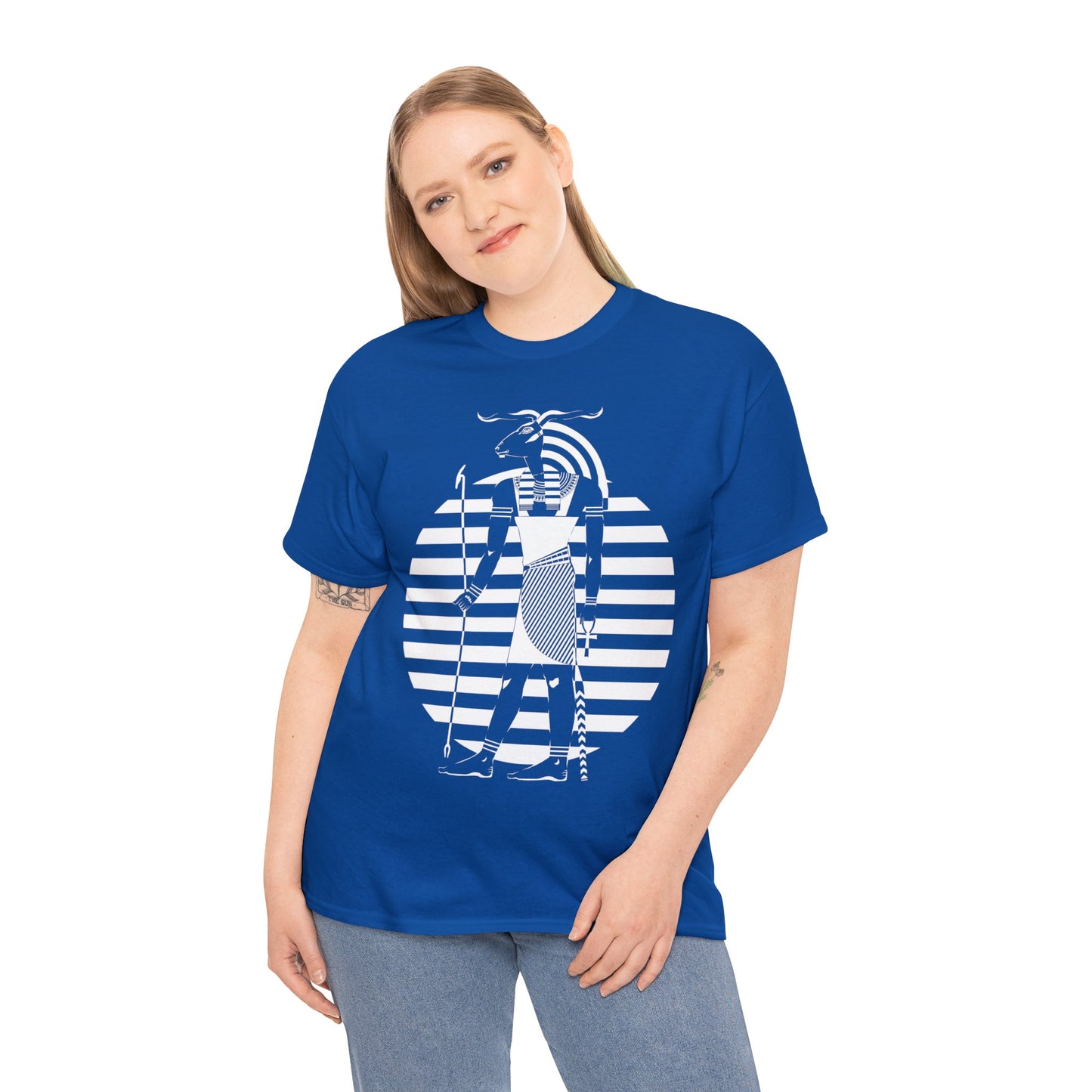 Khnum -White Design on Unisex Heavy Cotton Tee