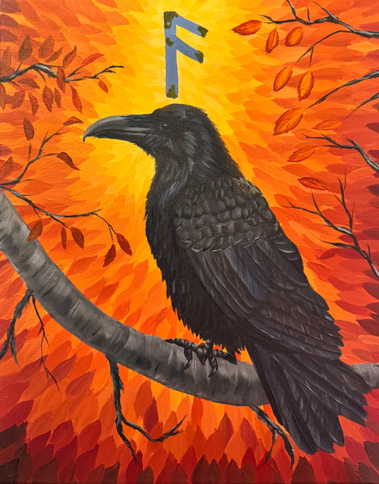 Elder Futhark Runes: Ansuz, Raven (Odin/Communication)