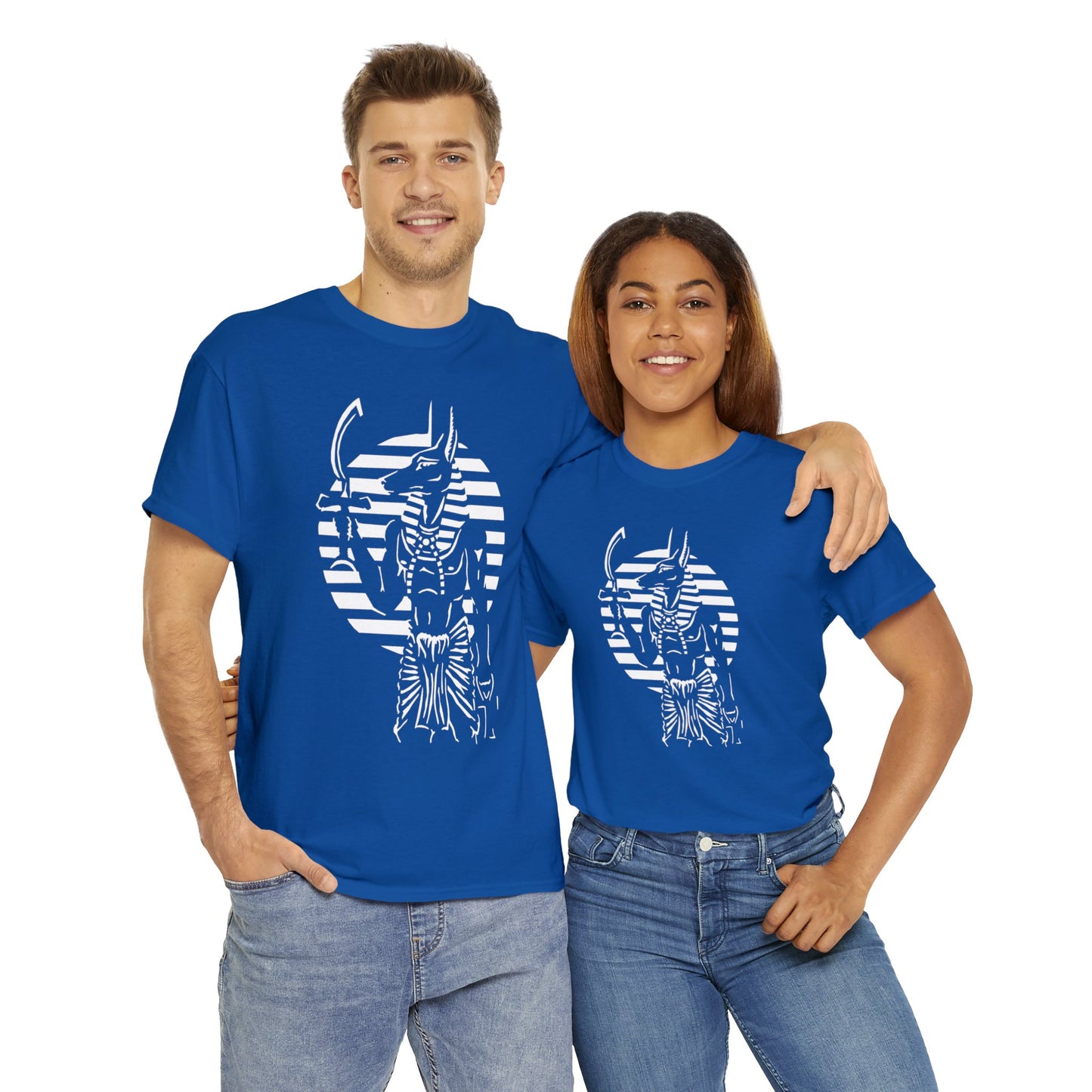 Anubis - Guardian -White Design on Unisex Heavy Cotton Tee