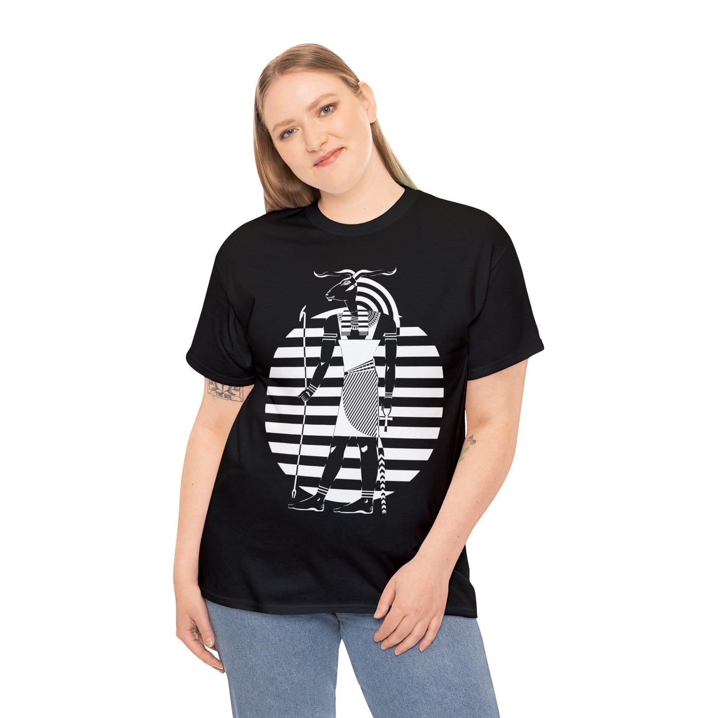 Khnum -White Design on Unisex Heavy Cotton Tee