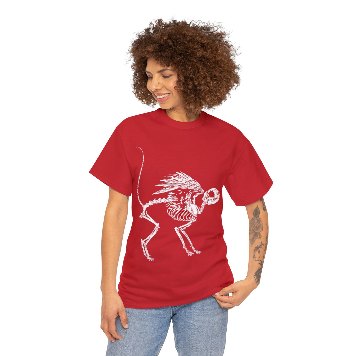 Valentine Dead Kitty Loves You -White Design on Unisex Heavy Cotton Tee