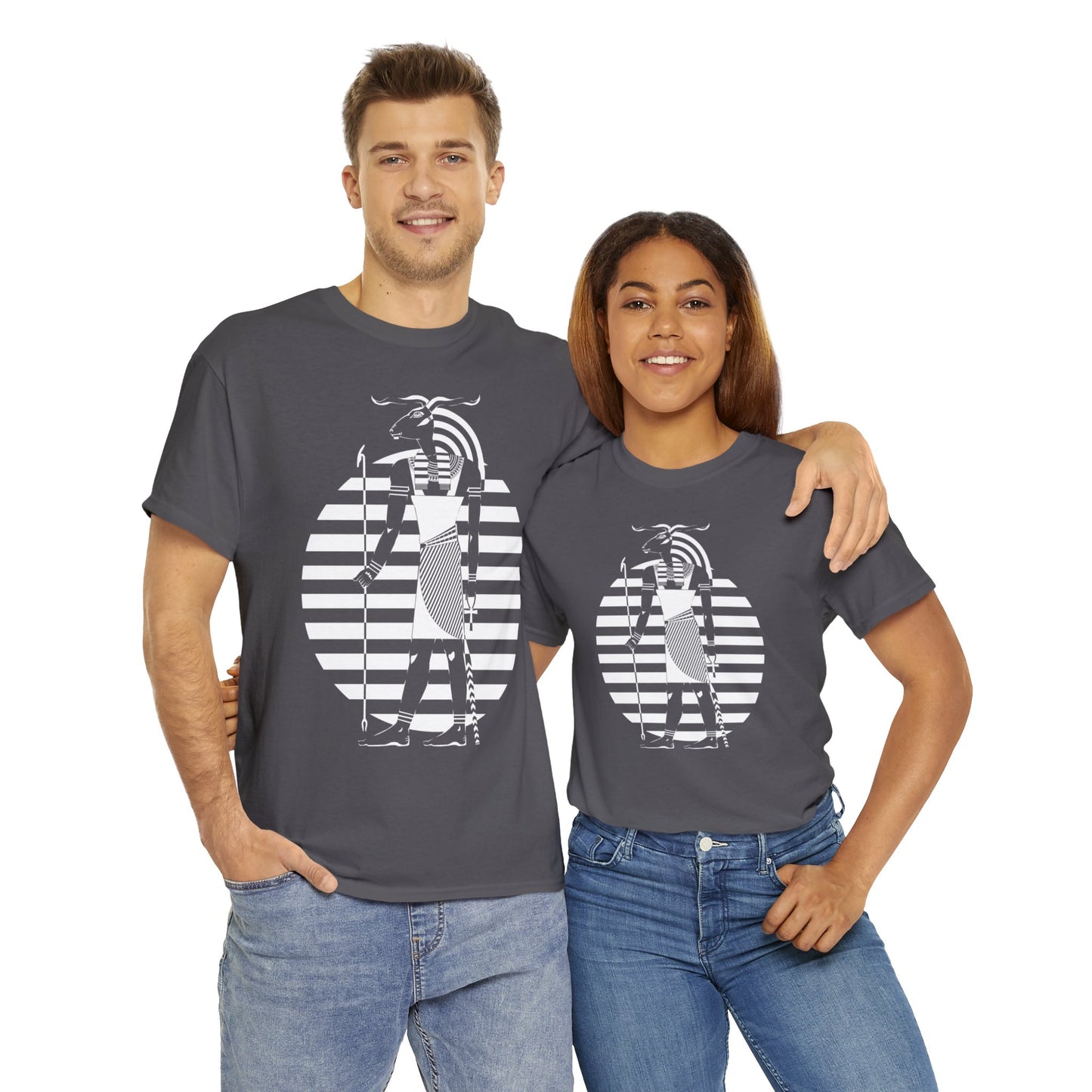 Khnum -White Design on Unisex Heavy Cotton Tee