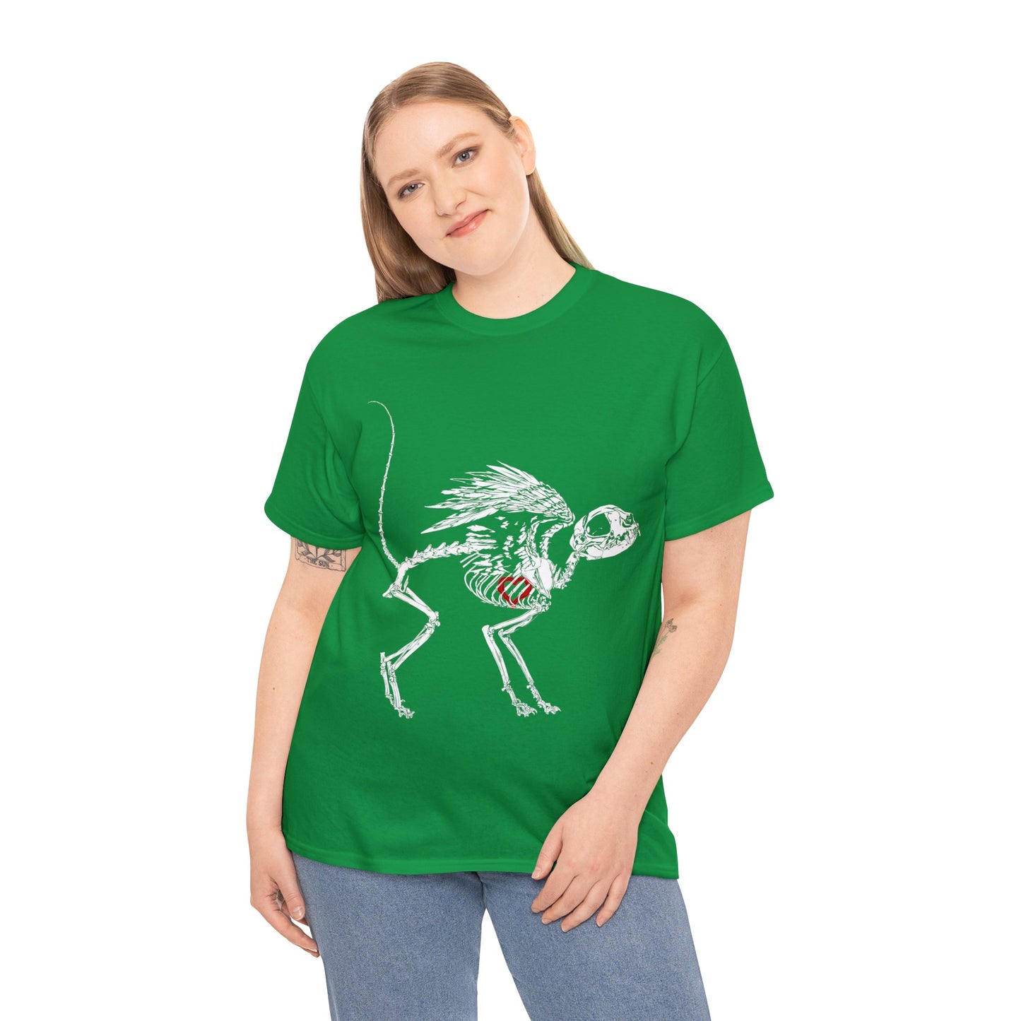 Valentine Dead Kitty Loves You -White Design on Unisex Heavy Cotton Tee