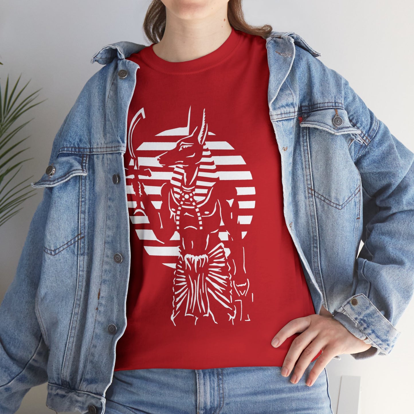 Anubis - Guardian -White Design on Unisex Heavy Cotton Tee