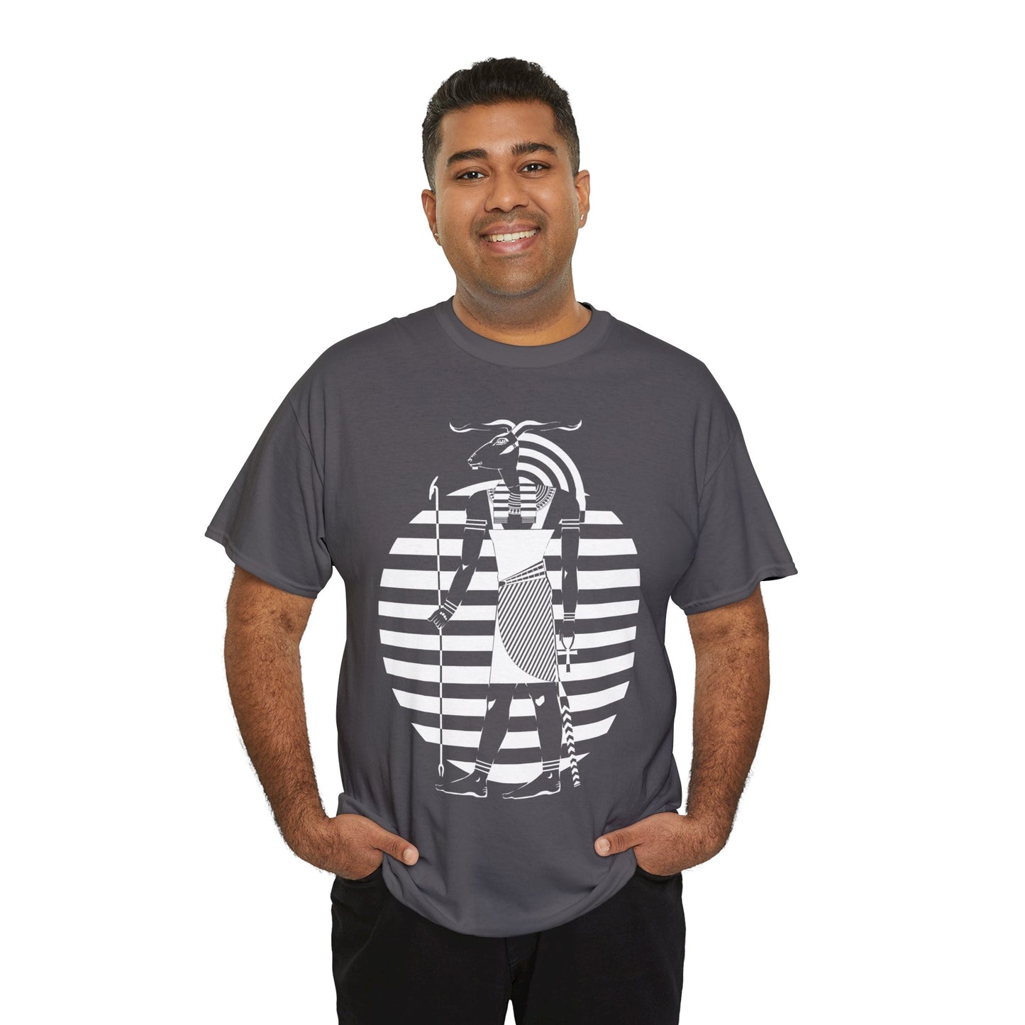 Khnum -White Design on Unisex Heavy Cotton Tee