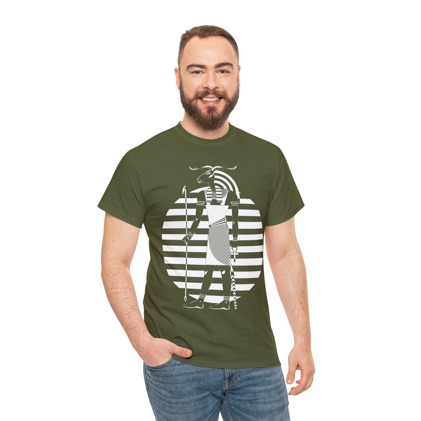 Khnum -White Design on Unisex Heavy Cotton Tee