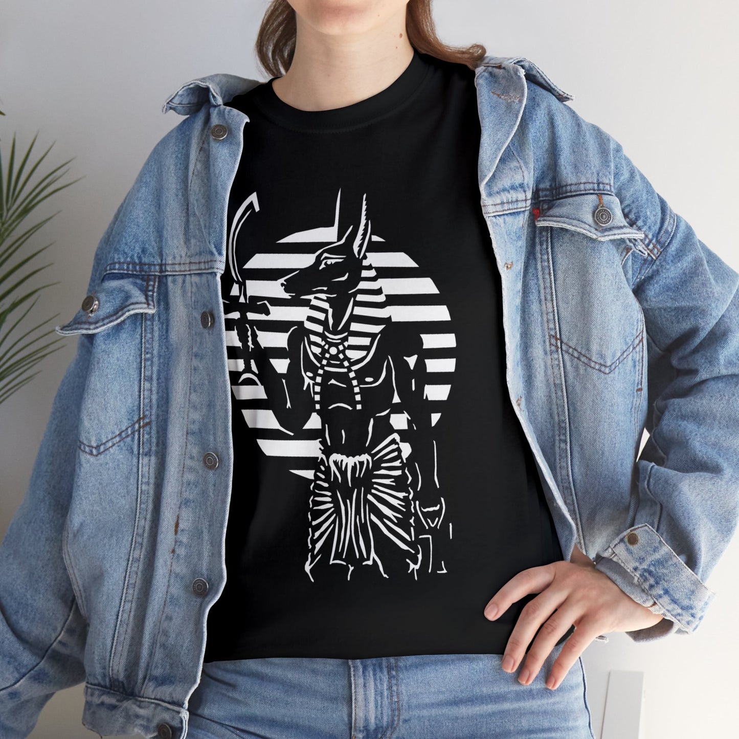 Anubis - Guardian -White Design on Unisex Heavy Cotton Tee