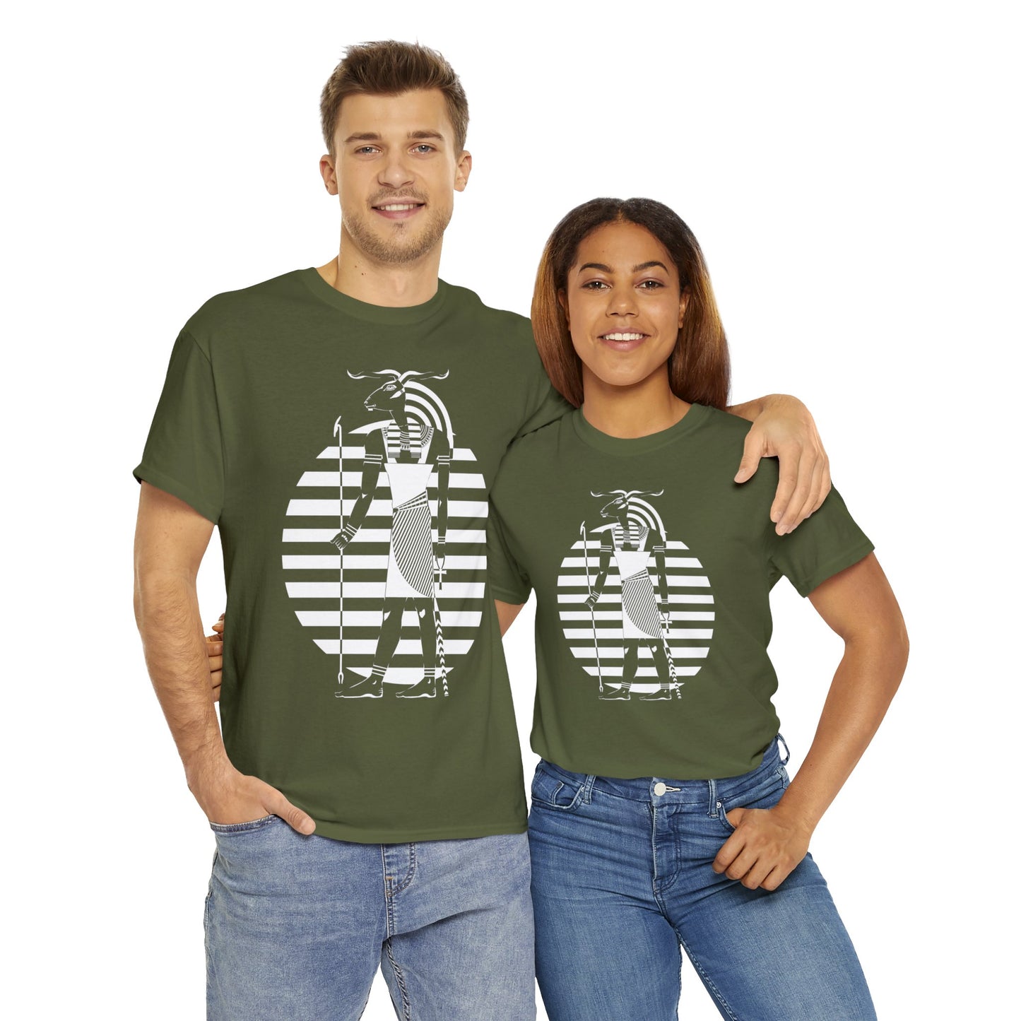 Khnum -White Design on Unisex Heavy Cotton Tee