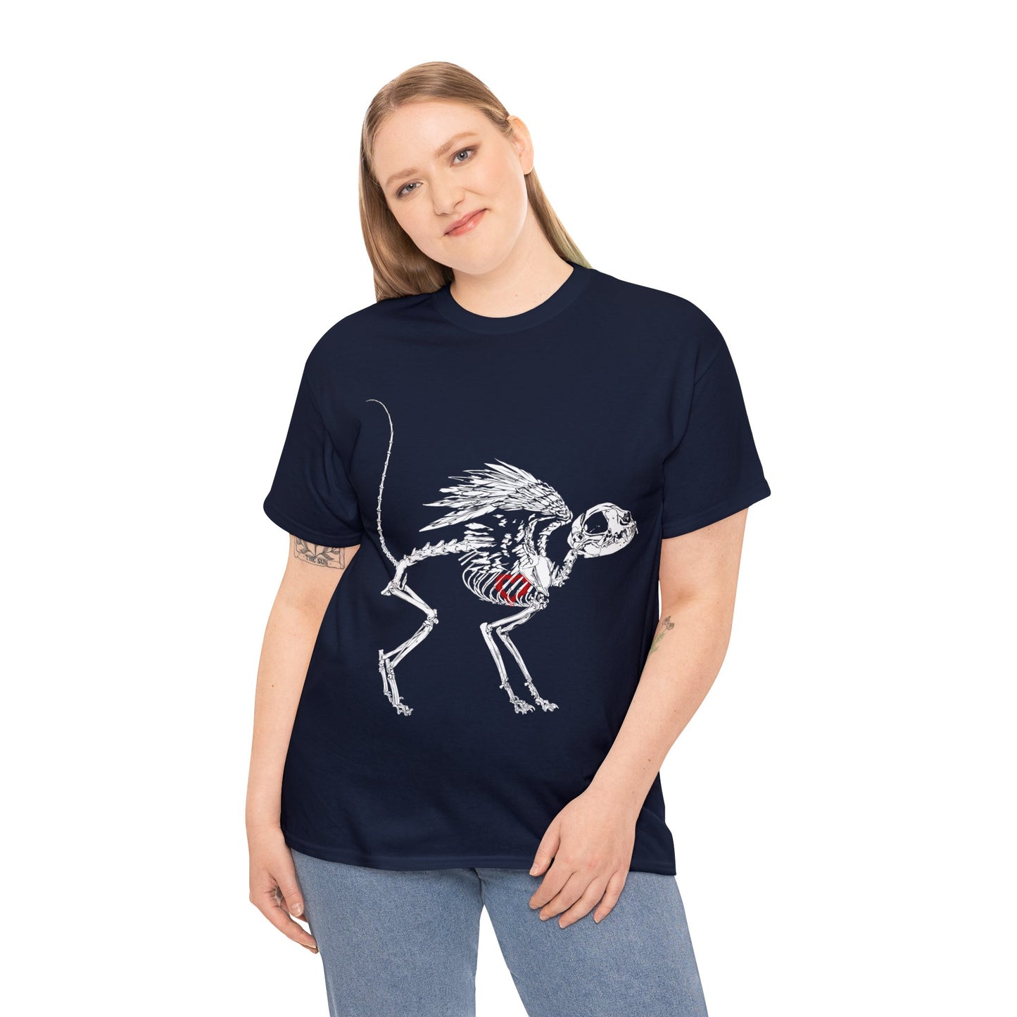 Valentine Dead Kitty Loves You -White Design on Unisex Heavy Cotton Tee