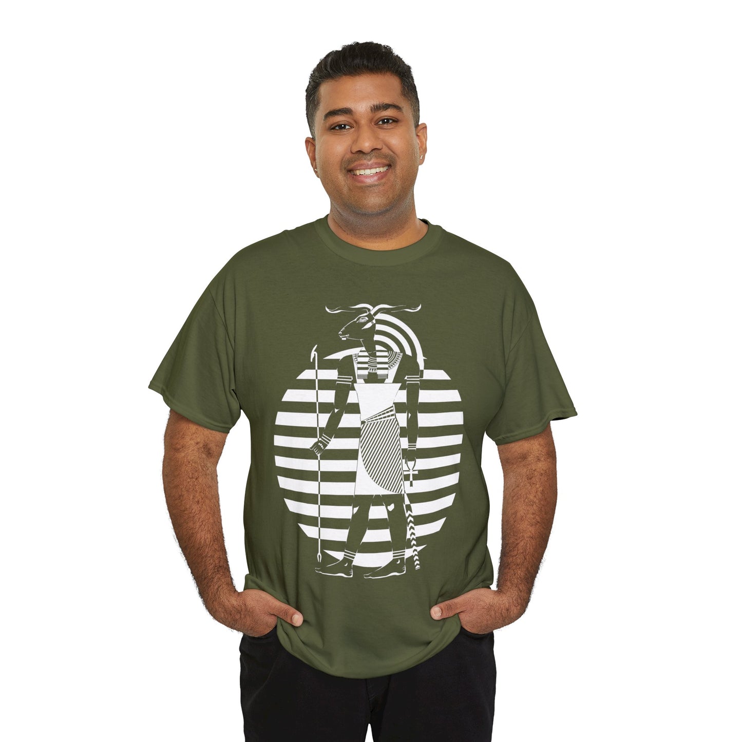 Khnum -White Design on Unisex Heavy Cotton Tee