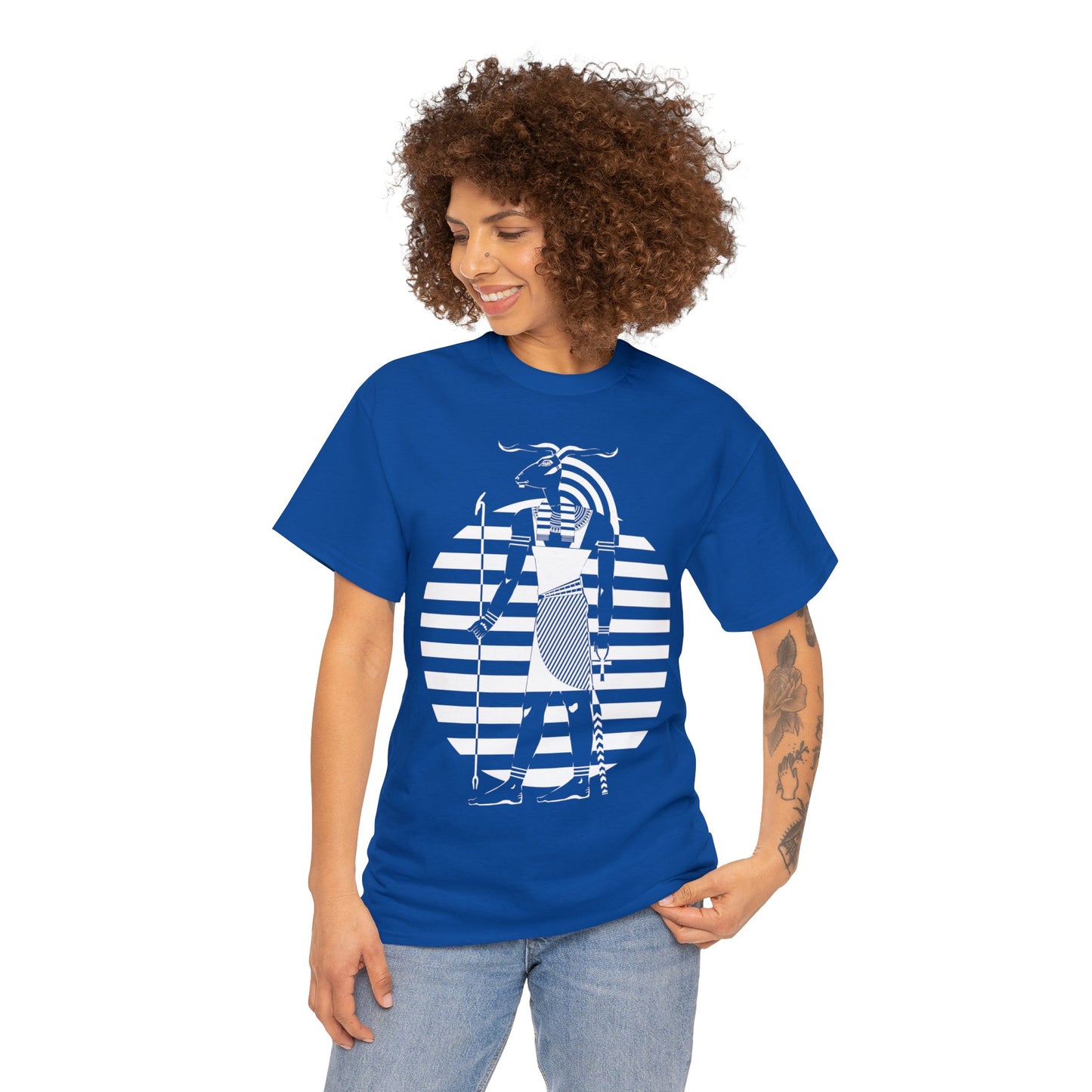 Khnum -White Design on Unisex Heavy Cotton Tee