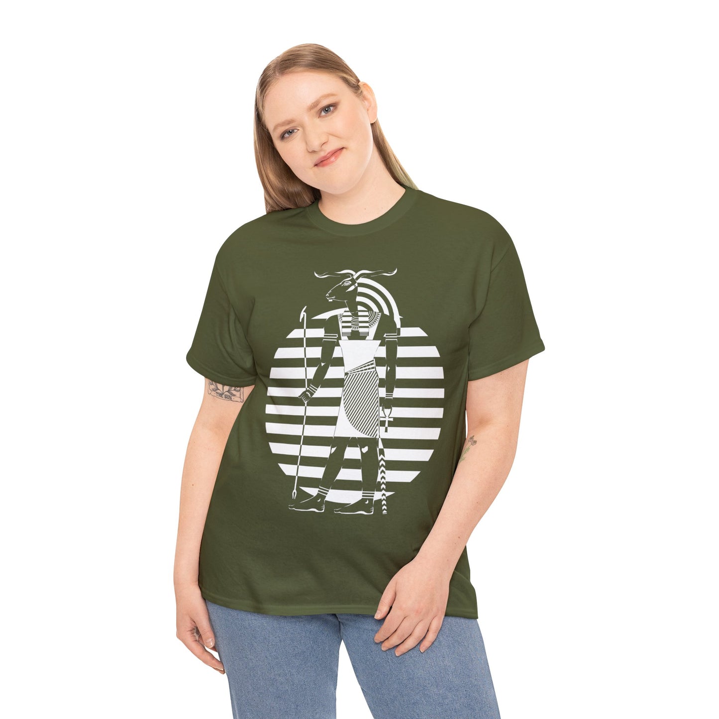 Khnum -White Design on Unisex Heavy Cotton Tee