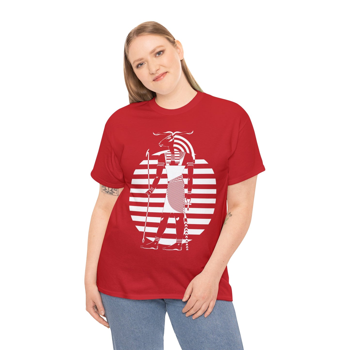 Khnum -White Design on Unisex Heavy Cotton Tee