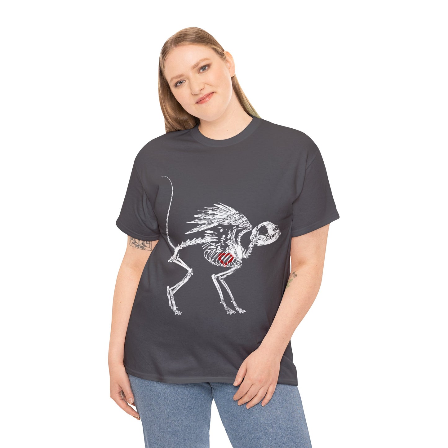 Valentine Dead Kitty Loves You -White Design on Unisex Heavy Cotton Tee