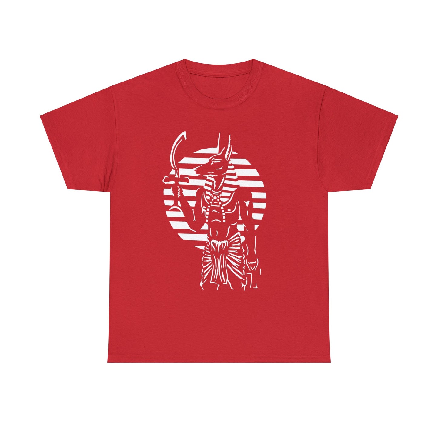 Anubis - Guardian -White Design on Unisex Heavy Cotton Tee