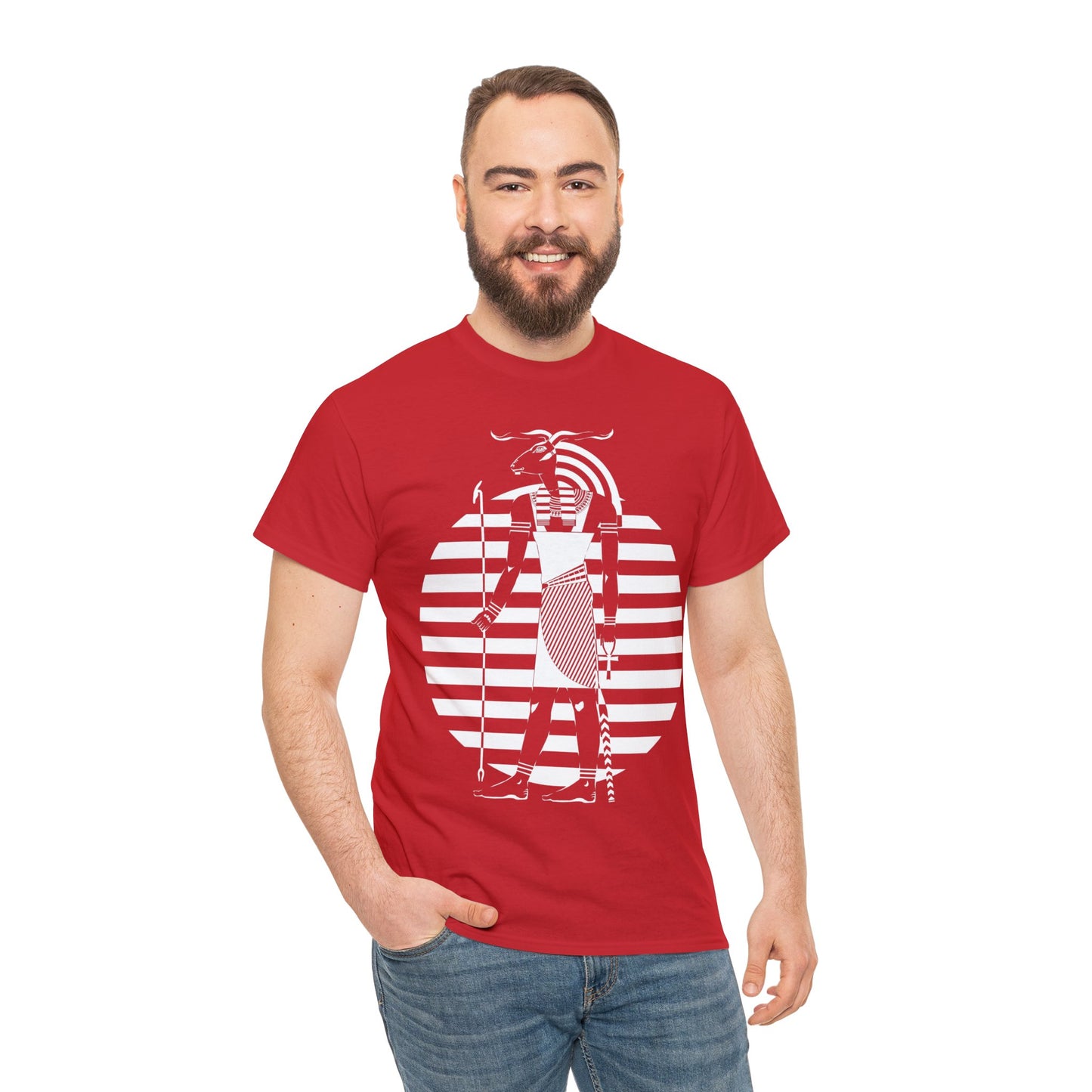 Khnum -White Design on Unisex Heavy Cotton Tee