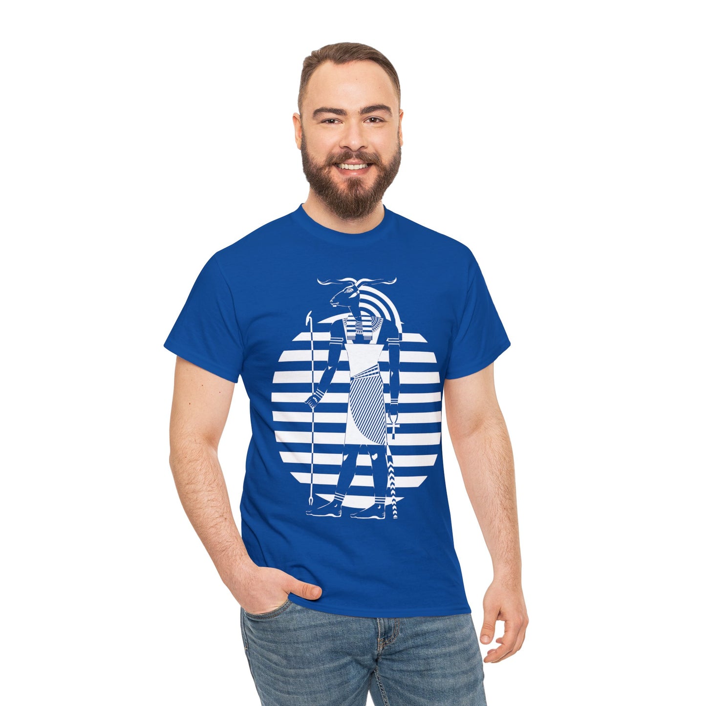 Khnum -White Design on Unisex Heavy Cotton Tee