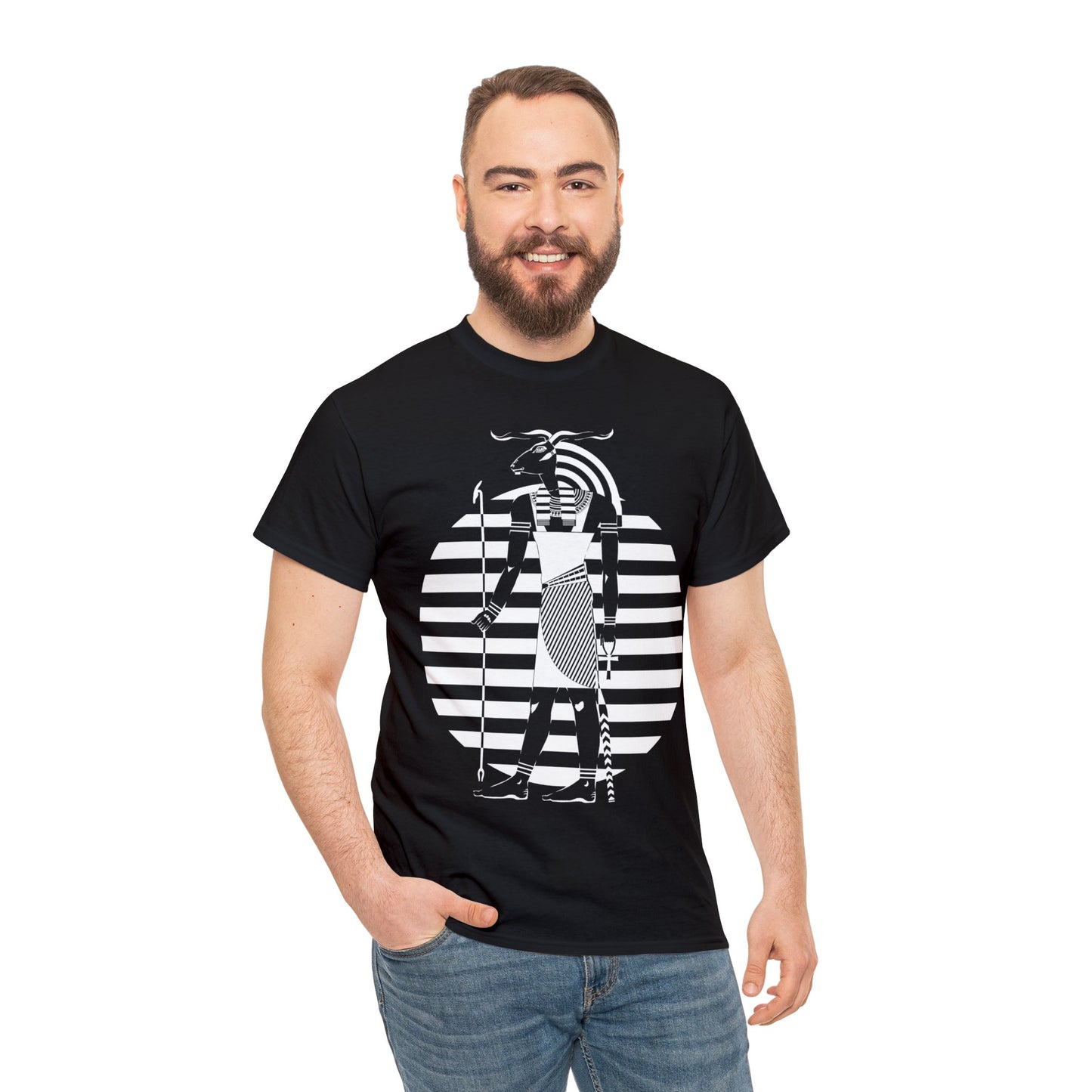 Khnum -White Design on Unisex Heavy Cotton Tee