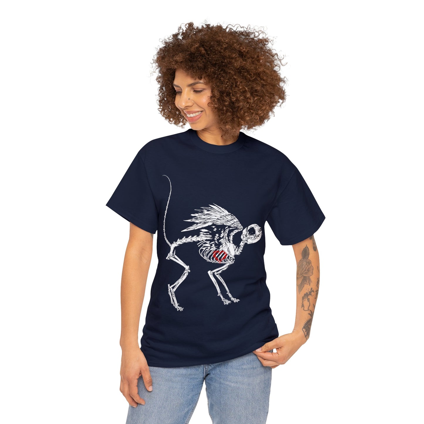 Valentine Dead Kitty Loves You -White Design on Unisex Heavy Cotton Tee