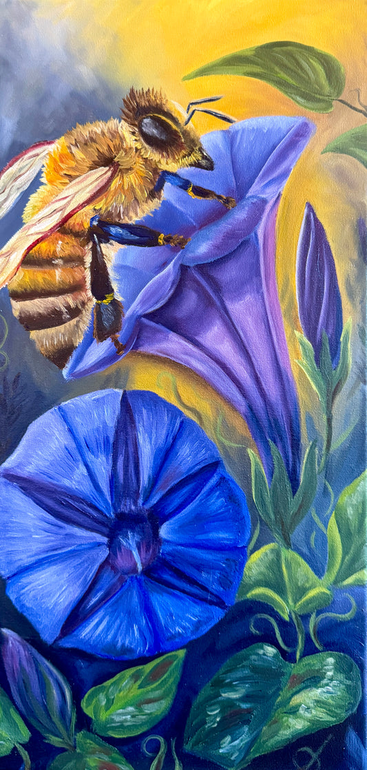 Bee with Morning Glory