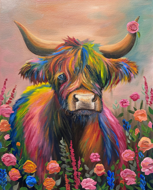 Limited Edition Prints- Rainbow Highland Cow II